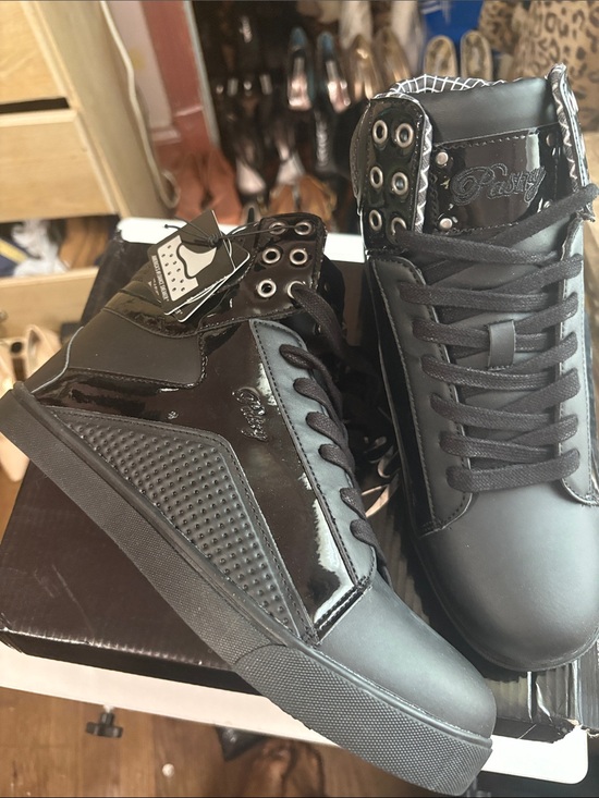 Pastry Shoes - Pastry Women’s Black High-Top Sneakers with Patent Panels